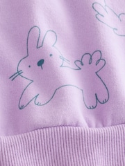 Lilac Purple Bunny Crew Neck Sweatshirt (3mths-7yrs) - Image 8 of 8