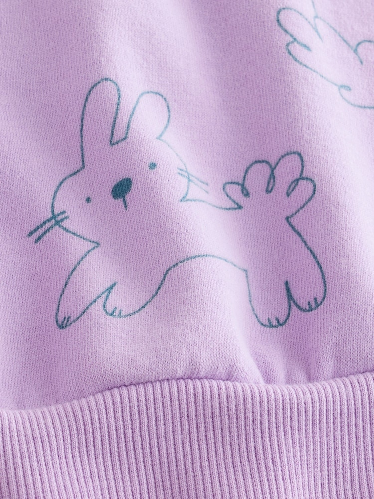 Lilac Purple Bunny Crew Neck Sweatshirt (3mths-7yrs) - Image 8 of 8