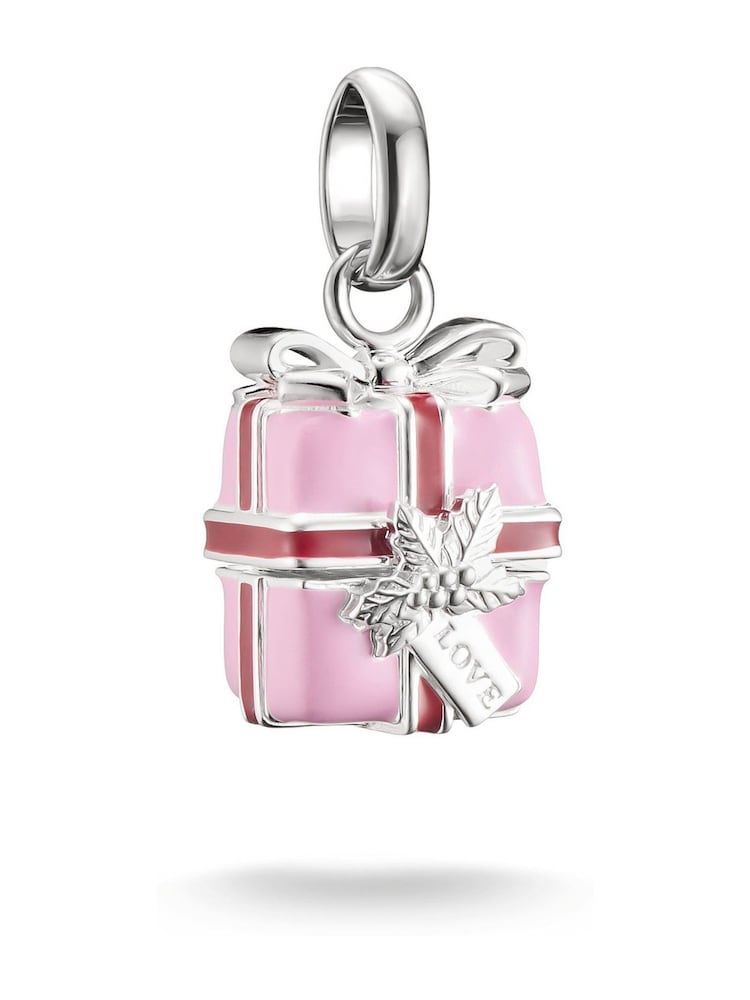 Thomas Sabo Pink Gift Charm Pendant - Image 1 of 4 Thomas Sabo Pink Gift Charm Pendant - Image 1 of 4