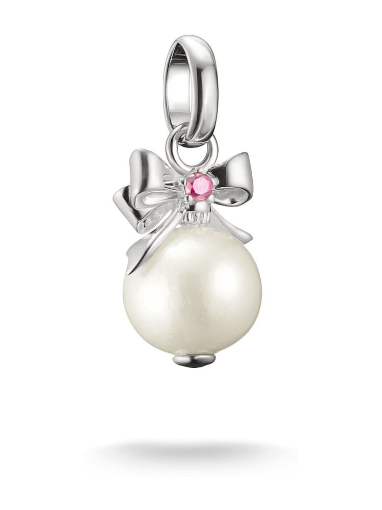 Thomas Sabo White Pearl With Bow Charm Pendant - Image 1 of 4 Thomas Sabo White Pearl With Bow Charm Pendant - Image 1 of 4