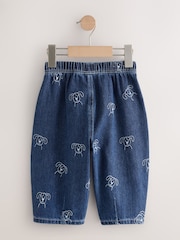Dark Blue All Over Embroidered - Wide Barrel Jeans (3mths-7yrs) - Bild 2 von 4