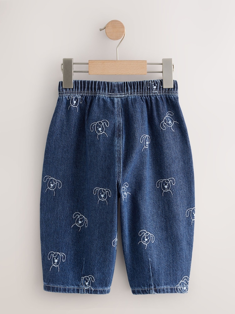 Dark Blue All Over Embroidered - Wide Barrel Jeans (3mths-7yrs) - Bild 2 von 4