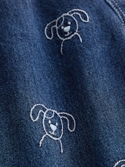 Dark Blue All Over Embroidered Wide Barrel Jeans (3mths-7yrs) - Image 9 of 9