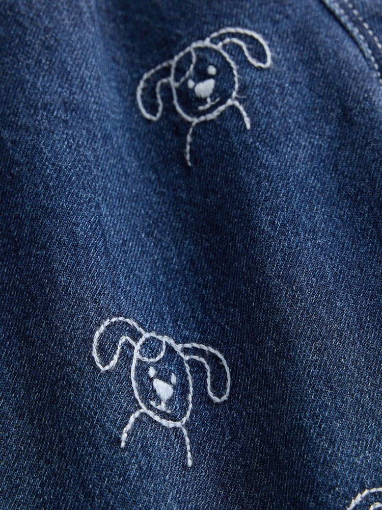 Dark Blue All Over Embroidered Wide Barrel Jeans (3mths-7yrs) - Image 9 of 9 Dark Blue All Over Embroidered Wide Barrel Jeans (3mths-7yrs) - Image 9 of 9