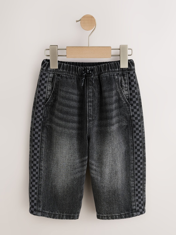 Grey Checkeboard Side Stripe Wide Fit Jeans (3mths-7yrs) - Image 1 of 4