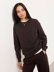 FatFace Georgia Chocolate Brown Crew Sweat Top - Image 1 of 6