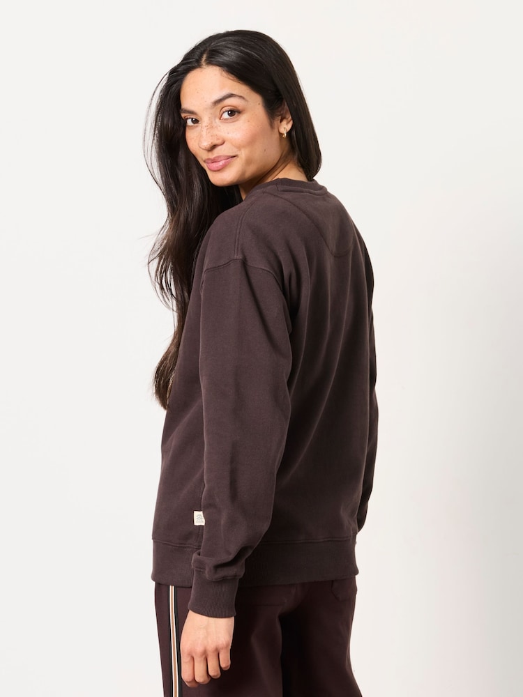 FatFace Georgia Chocolate Brown Crew Sweat Top - Image 2 of 6