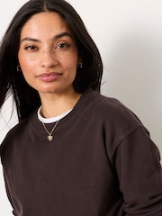 FatFace Georgia Chocolate Brown Crew Sweat Top - Image 3 of 6
