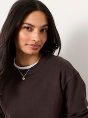 FatFace Georgia Chocolate Brown Crew Sweat Top - Image 4 of 6