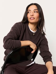 FatFace Georgia Chocolate Brown Crew Sweat Top - Image 5 of 6