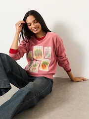 FatFace Alex Pink Seed Packet Graphic Crew Sweat Top - Image 4 of 6