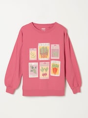 FatFace Alex Pink Seed Packet Graphic Crew Sweat Top - Image 6 of 6