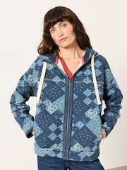 FatFace Blue Patchwork Airlie Zip Through Hoodie - Image 1 of 7