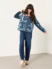 FatFace Blue Patchwork Airlie Zip Through Hoodie - Image 4 of 7