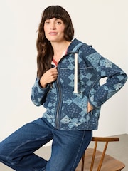 FatFace Blue Patchwork Airlie Zip Through Hoodie - Image 6 of 7