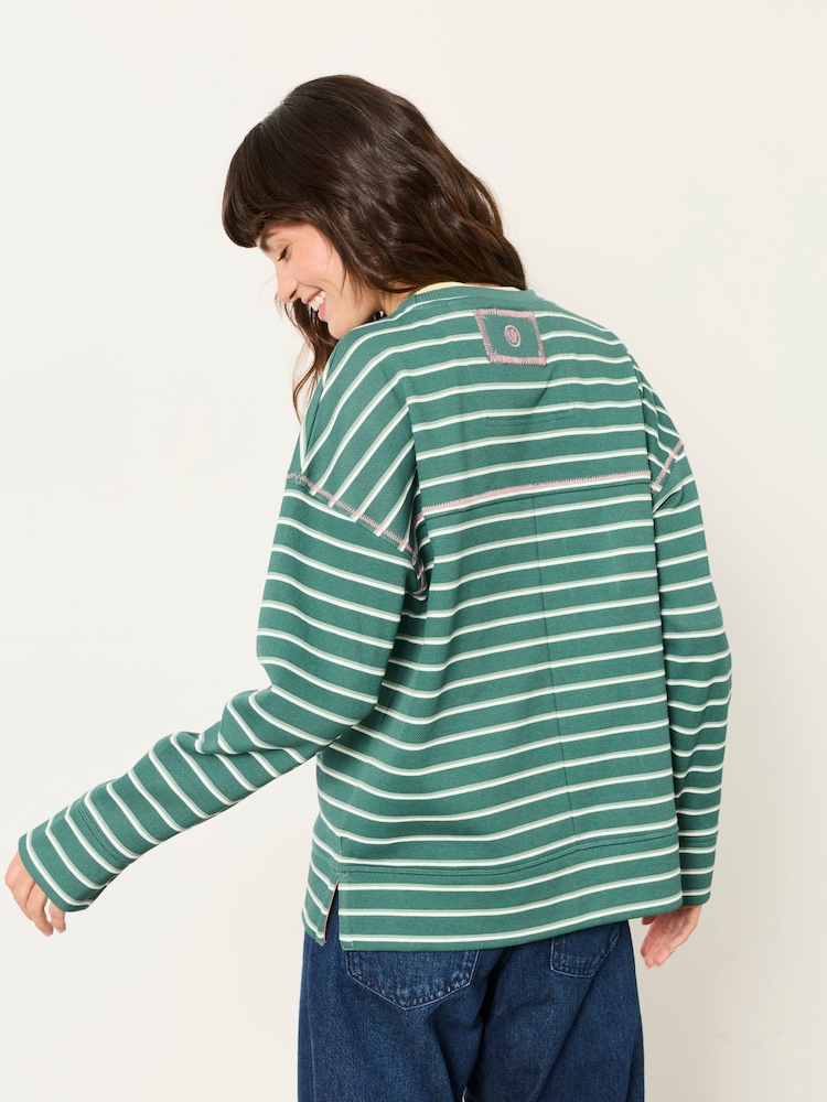 vert foncé - Sweat FatFace Airlie rayé ras du cou - Image 2 de 6 vert foncé - Sweat FatFace Airlie rayé ras du cou - Image 2 de 6