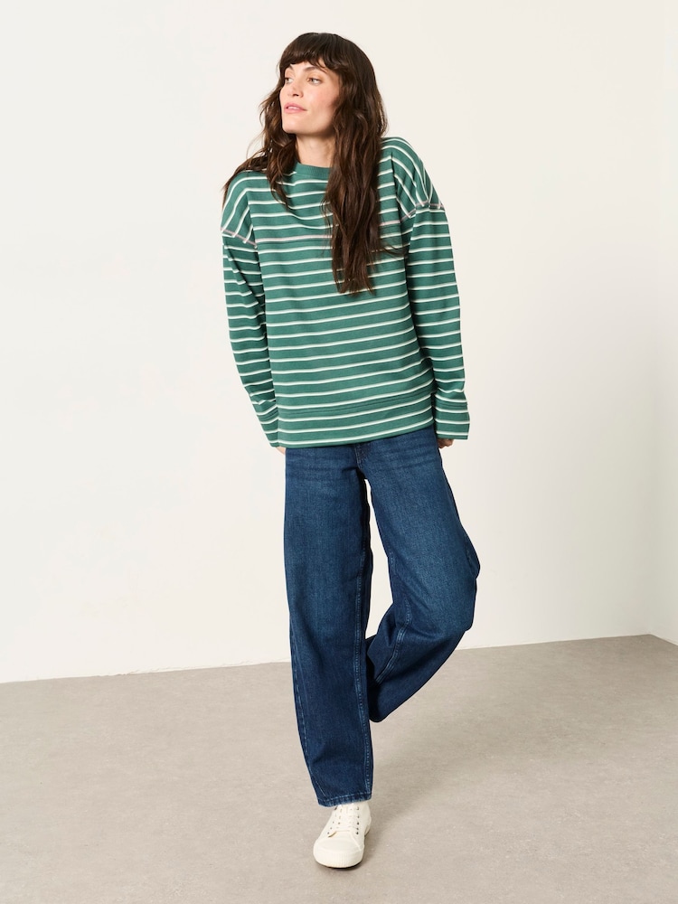FatFace Dark Green Airlie Stripe Crew Sweat Top - Image 5 of 5 FatFace Dark Green Airlie Stripe Crew Sweat Top - Image 5 of 5