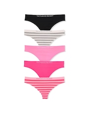 Victoria's Secret Black/Grey/Pink Thong 5 Pack Knickers - Image 1 of 1