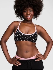 Victoria's Secret Pink Black Pink Polka Dot Cotton Sports Bra - Image 1 of 3