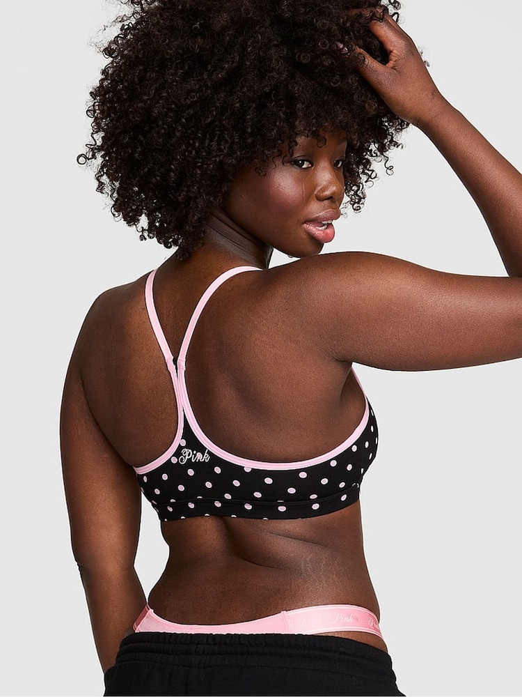 Victoria's Secret Pink Black Pink Polka Dot Cotton Sports Bra - Image 2 of 3