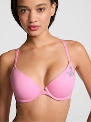Victoria's Secret PINK Pink Lollipop Diamante Push Up Front-Close Push Up Bra - Image 1 of 2