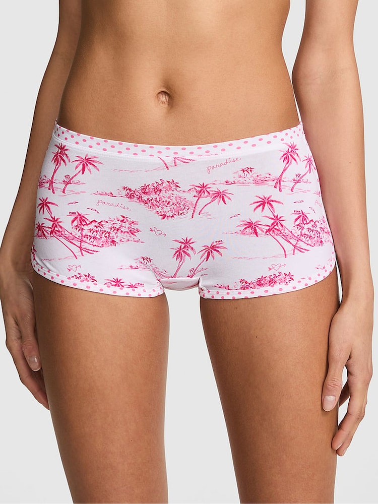 Victoria's Secret Pink Pink Toile Boyshort Cotton Knickers - Image 1 of 2