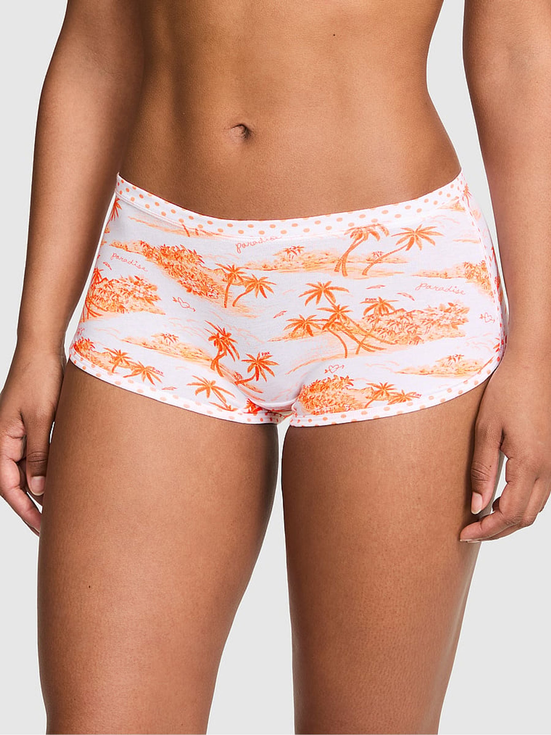 Victoria's Secret PINK Orange Toile Boyshort Cotton Knickers