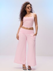 Victoria's Secret Pink Pink and White Stripe Cross Back Tank Top - Image 1 of 3