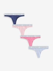 Victoria's Secret Pink/Blue Thong Logo 4 Pack Knickers - Image 1 of 7