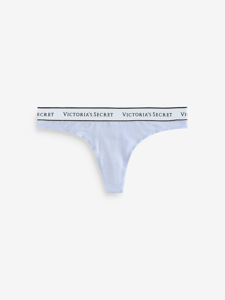Victoria's Secret Pink/Blue Thong Logo 4 Pack Knickers - Image 2 of 7
