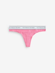 Victoria's Secret Pink/Blue Thong Logo 4 Pack Knickers - Image 4 of 7