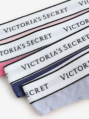 Victoria's Secret Pink/Blue Thong Logo 4 Pack Knickers - Image 6 of 7