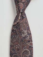 Brook Taverner Orange Paisley Pure Silk Tie - Image 2 of 4