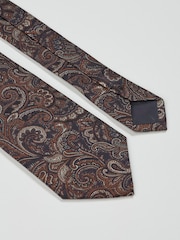 Brook Taverner Orange Paisley Pure Silk Tie - Image 3 of 4