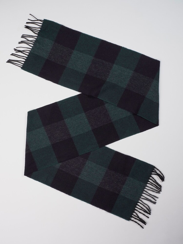 Brook Taverner Blue Check Scarf - Image 2 of 4 Brook Taverner Blue Check Scarf - Image 2 of 4