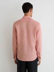 Reiss Watermelon Pink Ruban Linen Cutaway-Collar Regular-Fit Shirt - Image 5 of 6