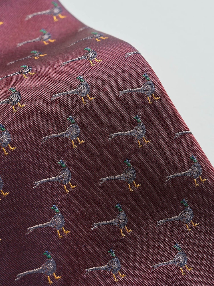 Brook Taverner עניבה ממשי טהור בעיטור פסיונים - תמונה 4 מתוך 4