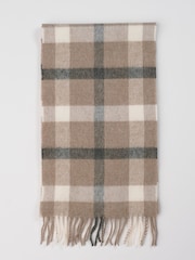 Brook Taverner Cream Pure Merino Lambswool Check Scarf - Image 2 of 4
