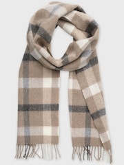 Brook Taverner Cream Pure Merino Lambswool Check Scarf - Image 3 of 4