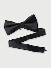 Brook Taverner Black Pure Silk Bow Tie & Pocket Square Set - Image 2 of 3