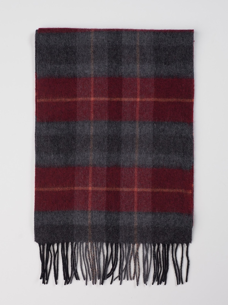 Brook Taverner Red Pure Lambswool Check Scarf - Image 2 of 4 Brook Taverner Red Pure Lambswool Check Scarf - Image 2 of 4