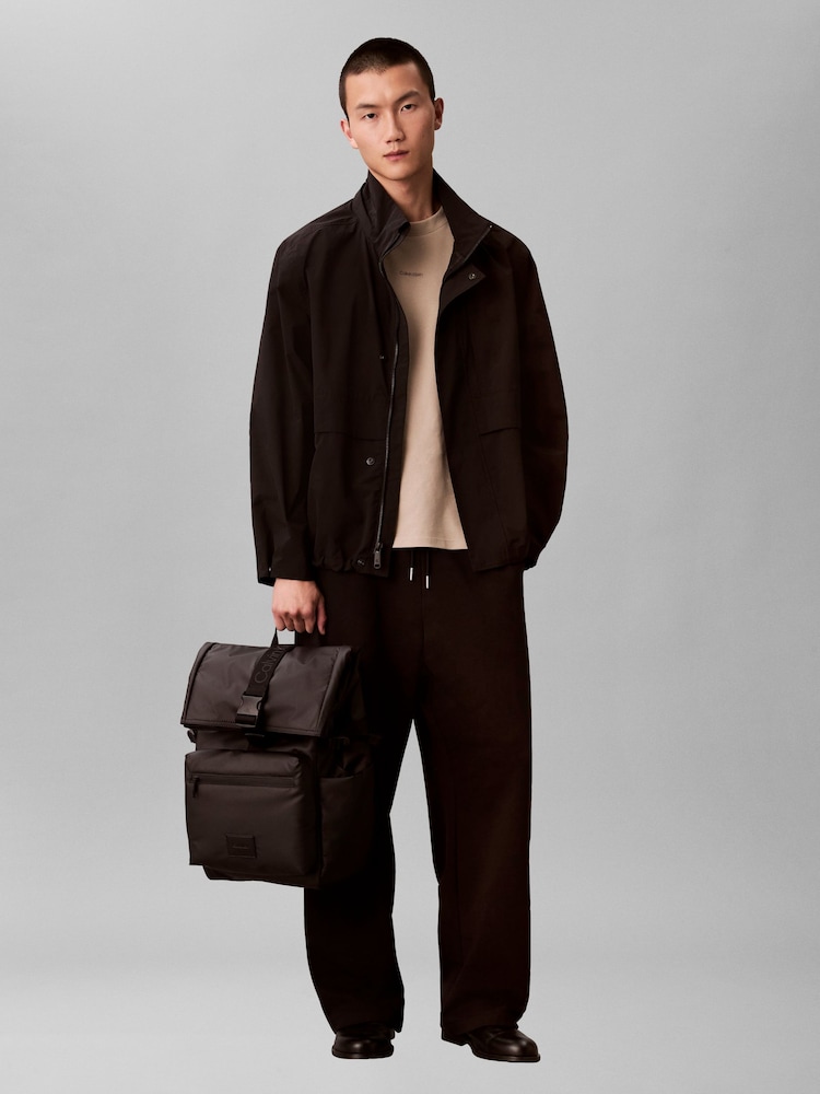 Calvin Klein Black Puffer Utility Roll Top Backpack - Image 1 of 6