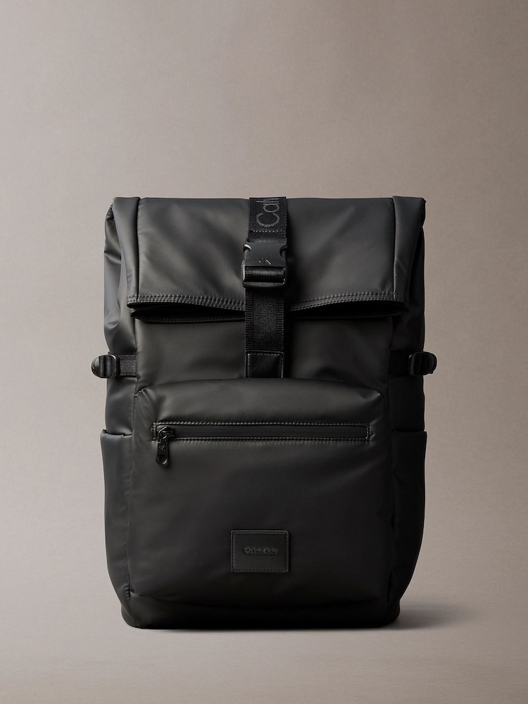 Calvin Klein Black Puffer Utility Roll Top Backpack - Image 2 of 6
