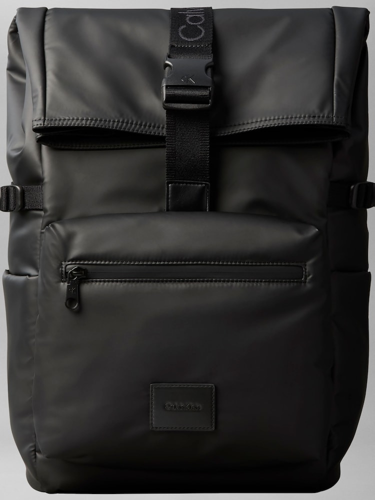 Calvin Klein Black Puffer Utility Roll Top Backpack - Image 6 of 6