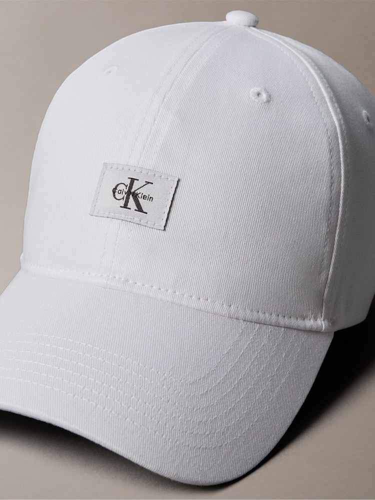 Calvin Klein White Monogram Woven Patch Cap - Image 4 of 4 Calvin Klein White Monogram Woven Patch Cap - Image 4 of 4