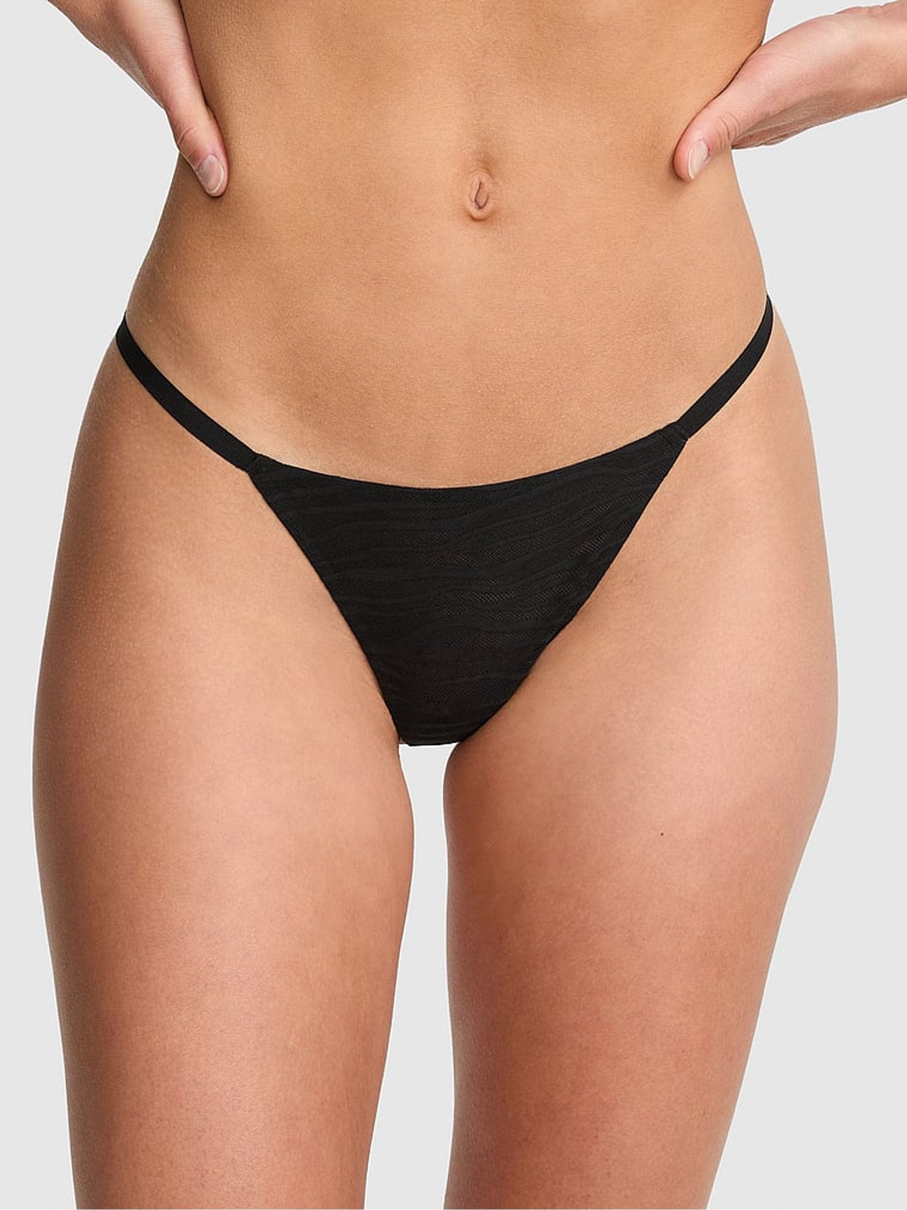 Victoria's Secret PINK Black G-String Zebra Lace Knickers