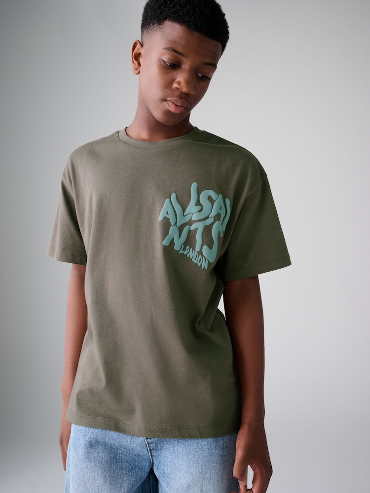 smALLSAINTS Khaki Green Oversized Orlando Logo Crew T-Shirt - Image 2 of 10 smALLSAINTS Khaki Green Oversized Orlando Logo Crew T-Shirt - Image 2 of 10