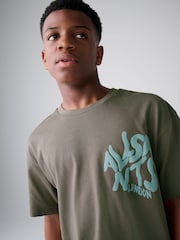 smALLSAINTS Khaki Green Oversized Orlando Logo Crew T-Shirt - Image 3 of 10