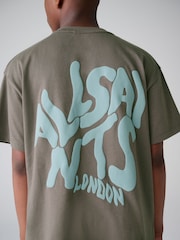smALLSAINTS Khaki Green Oversized Orlando Logo Crew T-Shirt - Image 4 of 10