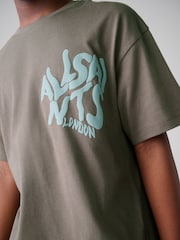 smALLSAINTS Khaki Green Oversized Orlando Logo Crew T-Shirt - Image 5 of 10